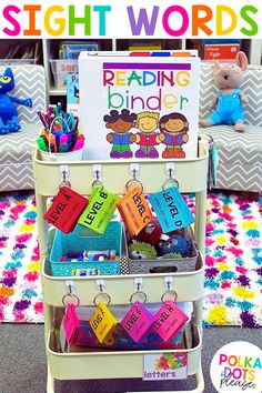 the sight words display is organized and ready to be used for children's learning