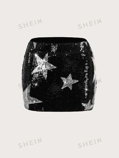 SHEIN ICON Falda Estilo Bodycon Con Lentejuelas Con Patrón De Estrellas Para Festival De Música | SHEIN USA Star Skirt, Short Pollera, Shein Icon, Women Skirts, Star Pattern, Body Con Skirt, Star Patterns, Skirt Black