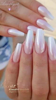 Ombre White And Pink Nails, 23 Nails, Classy Manicure, Ballerina Nails Designs, Ombre Acrylic Nails, Nice Hair, Classy Acrylic Nails, White Ombre, Ballerina Nails