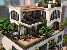 Sims 4 Penthouse Ideas, Penthouse Sims 4, Penthouse Exterior, Small Penthouse, Sims 4 Penthouse, Sims 4 Family House, Sims 4 Loft, Fancy Apartment, Penthouse Ideas