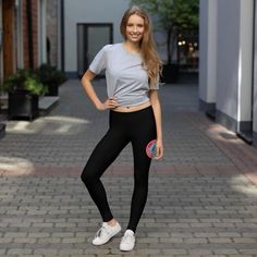 Stylish, durable, and a hot fashion staple. These polyester/spandex leggings are made of a comfortable microfiber yarn, and they'll never lose their stretch.  * Fabric: 82% polyester, 18% spandex * Fabric weight: 6.78 oz/yd² (230 g/m²) (weight may vary by 5%) * UPF 50+ * Made of a microfiber yarn, which makes the item smooth and comfortable * Four-way stretch fabric that stretches and recovers on the cross and lengthwise grains * Elastic waistband * Overlock and coverstitch * Blank product components in the US and Mexico sourced from China * Blank product components in the EU sourced from China and Lithuania This product is made especially for you as soon as you place an order, which is why it takes us a bit longer to deliver it to you. Making products on demand instead of in bulk helps re Stretch Elastane Leggings For Streetwear, Elastane Stretch Leggings For Streetwear, Streetwear Stretch Elastane Leggings, Compression Elastane Leggings For Streetwear, Stretch Moisture-wicking Leggings For Streetwear, Moisture-wicking Stretch Leggings For Streetwear, Fitted Athleisure Yoga Pants For Streetwear, Athleisure Fitted Tights For Streetwear, Sporty Fitted Leggings For Streetwear