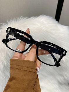 Frame Color:Black \nShape:Square \nFrame Material:Plastic \nLens Material:PC \nMagnetic:No \nFrame Structure:Full Rim Glasses \nElement:None \n Plastic Frame Glasses, Glasses Aesthetic, Glasses Frames For Women, Fake Glasses, Glasses Clear, Women Eyeglasses, Clear Glasses, Woman Personality, Frame Glasses