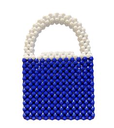 Handmade Royal Blue and White Beaded Bag Acrylic beads, magnetic closure Height: 6 inches/15.24 cm Length side to side: 6.5 inches/16.5 cm Width: 2 inches/5 cm Blue Rectangular Bag With Pearl Handle, Blue Beaded Evening Bag, Blue Beaded Shoulder Bag Gift, Blue Beaded Shoulder Bag As Gift, Blue Beaded Shoulder Bag For Gift, Evening Blue Beaded Bag, Blue Beaded Rectangular Bag, Side To Side, Beaded Bag