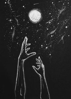 two hands reaching up to the stars in the sky