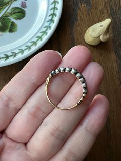 HALF HOOP Antique 18k Gold Nine Stone Rose Cut DIAMOND Ring Foiled Skinny Band Stacker Gift Foil Silver Collet Georgian Victorian Romantic - Etsy Rose Cut Diamond Ring, Rosecut Diamond Ring, Stone Rose, Rose Cut Diamond, Stackable Rings, Rose Cut, Diamond Ring, Foil, 18k Gold