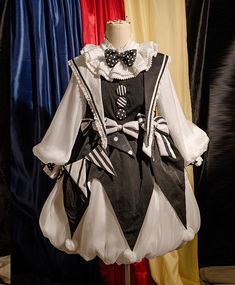 Asleep Townlet -Cloud Circus- Lolita OP Dress Clown Dress Costume, Circuscore Outfit, Circus Aesthetic Clothes, Clown Outfit Reference, Cute Circus Outfits, Aesthetic Clown Outfits, Jester Core Outfit, Jestercore Outfits, Jestercore Fashion