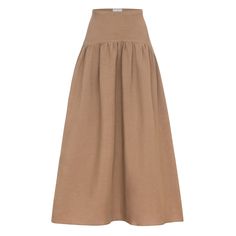 Brown Linen Skirt Maxi Linen Skirt Yoke Western Skirt High Quality A Line Skirt For Women Romantic High Waisted Skirt Stylish brown maxi skirt for summer. A line linen skirt in Italian-made fabric with pleasant texture to touch. Side YKK zipper closure. Boho & hippie maxi skirt in beautiful brown. Romantic skirt with an original curly yoke. Western linen skirt.  Occasions: daily, vacation, wedding, casual, outdoor, holiday, party, evening.  Composition: 30% linen, 70% Viscose. Italian fabric with great properties for the summer season. Pleasant to the touch and breathing material. Linen skirt colors:  Brown - High quality Italian linen fabric - A line skirt - Mid-calf skirt - Yoke skirt - Western linen skirt Size on model XS Measurements: Skirt lenght 95cm/37.40in  Care: Delicate hand wash