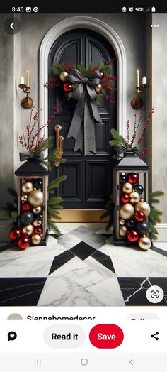 an image of christmas decorations on the front door