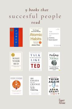 some books that are on top of each other with the words 9 books that successful people read