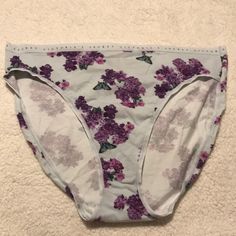 Nwt Victoria’s Secret Cotton/Modal/Elastane High Leg Brief Panties. Very Light Blue/Gray Color With Allover Purple Flowers And Butterfly Print Called Ballad Blue Bloom And Victoria’s Secret Screen Printed On Waistband. Victoria's Secret Purple Cotton Bottoms, Fitted Purple Bottoms For Daywear, Purple Stretch Sleepwear, Purple Cotton Stretch Sleepwear, Stretch Cotton Purple Sleepwear, Stretch Cotton Sleepwear In Purple, Cute Images For Wallpaper, Blue Gray Color, Lingerie Outfits