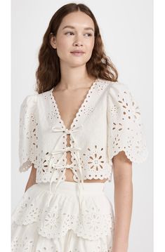 Cottagecore Outfit Ideas, 15 Outfits, Cottagecore Outfit, Sea Clothes, Cottagecore Outfits, White Long Sleeve Top, Eyelet Top, White Lace Top, Cottagecore Aesthetic