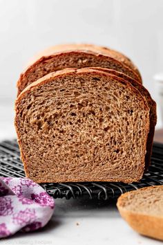 slices of whole wheat bread on a cooling rack