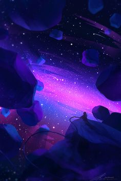 Wallpapers Ipad, Fantasy Art Landscapes, Arte Fantasy, The Night Sky, Anime Scenery Wallpaper, Purple Aesthetic, Fantasy Artwork