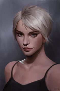 a digital painting of a woman with blonde hair