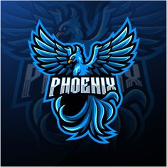 a blue bird with the word pheonix on it's chest and wings