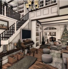 40 Best Bloxburg Living Room Ideas (With Photos) Staircase Interior, House Floor Design, House Design Pictures, Simple House Plans