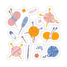 an assortment of crochet and knitting stickers