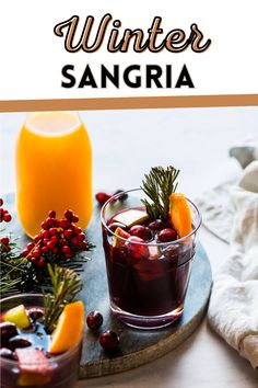 winter sangria with orange juice and cranberries