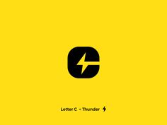 the letter c is shown in black on a yellow background