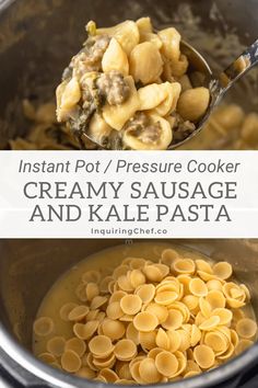 instant pot / pressure cooker creamy sausage and kale pasta in an instant pot