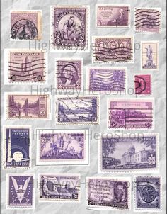 some different stamps on a sheet of paper