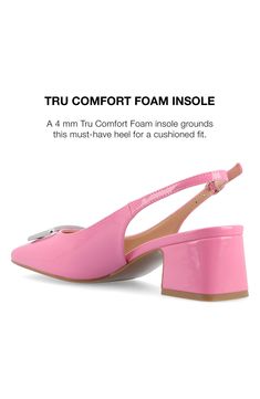 Signature Tru Comfort Foam™ cushioning gives enduring support to a chic, slingback pump featuring a square toe and stable block heel. 2" heel Adjustable ankle strap with buckle closure Tru Comfort Foam cushioning Synthetic upper, lining and sole Imported Stable Block, Girls Shoes Kids, Winter Sneakers, Winter Snow Boots, Sandals Brands, Journee Collection, Slingback Pump, Girls Jeans, Black Fits