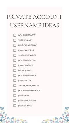 Printable List of Private Account Usernames Ideas Username For Private Account Instagram, Private Username Ideas, Private Accounts Names, Account Username Ideas, Insta Private, Private Account Username Ideas, Username Ideas Creative, Instagram Private Account, Usernames Ideas