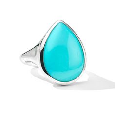 Make this classic teardrop ring a staple in your daily repertoire. Its sterling silver bezel outlines a vibrant turquoise solitaire, which has been sourced from the legendary Kingman mine in Arizona. The cabochon cut is smoothly polished, giving the center stone a full, domed appearance. 
 • Sterling Silver 
 • Gemstone: Turquoise Cabochon
 • Excluded from promotion Teardrop Ring, Rock Candy, Turquoise Jewelry, Arizona, Promotion, 18k Gold, Silver Rings, Fine Jewelry, Bangles