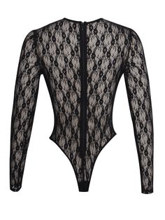 This exquisite piece showcases a captivating allover floral lace print, featuring long sleeves and a high-cut cheeky bottom. Crafted from stretch lace and unlined, the bodysuit includes a 100% cotton gusset at the crotch for comfort. The design is completed with an invisible zipper at the center back neck and a hook-and-eye closure at the top edge. Versatile and chic, this bodysuit is ideal for celebratory events, birthdays, nights out, vacations, or any special occasion. Exclusively available i Party Bodysuit With Long Sleeves, Sheer Long Sleeve Bodysuit For Night Out, Long Sleeve Lace Bodysuit For Party, Stretch Lace Bodysuit With Lace Trim, High Stretch Long Sleeve Bodysuit With Lined Body, High Stretch Long Sleeve Lined Bodysuit, Sheer Long Sleeve Stretch Bodysuit, Sheer Stretch Long Sleeve Bodysuit, Stretch Lace Long Sleeve Bodysuit