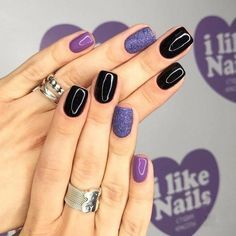 Black And Purple Nails, Diy Ombre, Glamorous Nails, Nail Design Ideas, Black Nail Designs, Super Nails, Black Nail, Ideas Nails, Nails Black