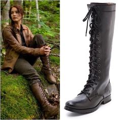 As Seen On Katniss Everdeen (Jennifer Lawrence) From Hunger Games! A Lace-Up Version Of Our Heritage Melissa Design, This Boot Adds Vintage Edge To Any Outfit In Your Closet, From Your Thrift Shop Favorites To This Season's Menswear Looks. Laces Snake All The Way Up While The Side Zipper Lets You Slip In And Out With Ease. And The Rubber Lug Sole Has You Prepared For Anything Life Throws Your Way. A Must-Have For Your Fall, Winter & Spring Cold Weather Outfits. Rare Sold Out Style Like New Beaut Knee High Lace Up Boots Outfit, Vintage Equestrian, Ren Fair, Apocalyptic Fashion, Weather Outfits, Fantasy Wardrobe, Awesome Shoes, Wardrobe Wishlist, Equestrian Boots