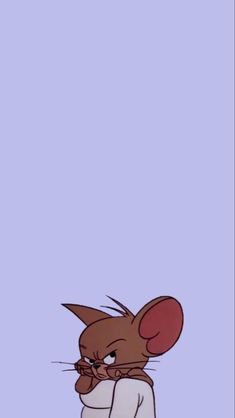 a cartoon mouse is standing in front of a blue background