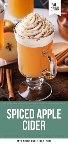 spiced apple cider recipe in a glass mug