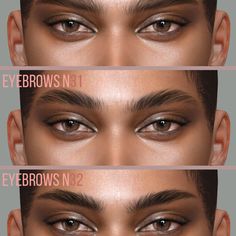 three different types of eyes with eyebrows