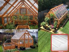 several pictures of different types of greenhouses