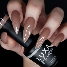 VOLTAGE Almond Nail Fall Colors, Medium Dark Nails, Fall Milky Nails, Bone Color Nails, Deep Red Ombre Nails, Gloss On Matte Nails, Pointy Fall Nails, Almond Nails For Wedding, Plain Autumn Nails