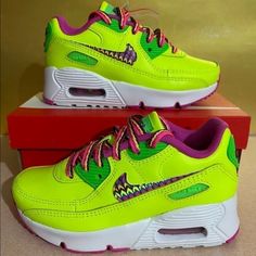 Nike Air Max 90 Leather - Cw5797-700 " Kids 3y Brand New With Box Green Non-slip Synthetic Sneakers, Playful Green Low-top Sneakers, Fun Yellow Sneakers For Streetwear, Green Non-slip Running Shoes With Round Toe, Playful Yellow Lace-up Sneakers, Playful Yellow Sneakers With Round Toe, Playful Green Round Toe Sneakers, Yellow Non-slip Synthetic Sneakers, Playful Green Sneakers For Sports