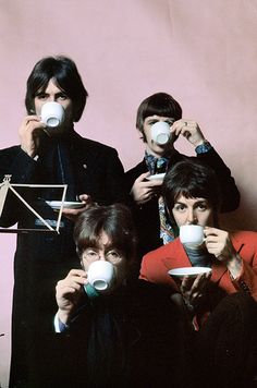 the beatles are drinking coffee together