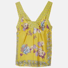 Experience Great Style And Elegance While Wearing This Blouse. Style It With A Pair Of Trousers And Pumps. Blouse Style, Yellow Floral, Sleeveless Blouse, Silk Printing, Floral Print, Floral Prints, Trousers, Pumps, Womens Tops