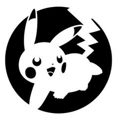 a black and white image of a pikachu in a circle with the word pokemon on it