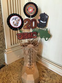 Army Promotion, Retirement Party Centerpieces, Usmc Retirement, Marine Party, Usmc Birthday, Marine Graduation