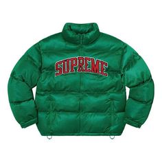 Supreme Mesh Jersey Puffer Jacket 'Green Red' SUP-SS23-057 Supreme Puffer Jacket, Green Sporty Puffer Outerwear, Sporty Green Puffer Outerwear, Green Puffer Jacket With Padded Collar For Streetwear, Sporty Green Long Sleeve Puffer Jacket, Sporty Green Long-sleeve Puffer Jacket, Red Outerwear With Padded Collar For Streetwear, Red Padded Collar Outerwear For Streetwear, Green Sporty Puffer Jacket For Streetwear