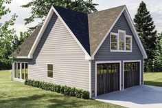 this is an artist's rendering of a two - car garage in the front yard