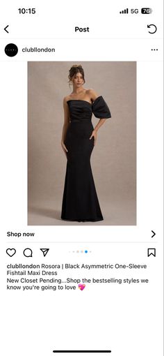 a woman in a black dress on her instagram