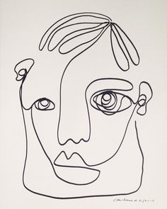 a black and white drawing of a man's face with one eye open in front of him