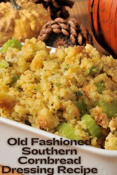 cornbread dressing in a white bowl Easy Cornbread Dressing, Cornbread Dressing Recipe, Cornbread Stuffing Recipes, Turkey Dressing