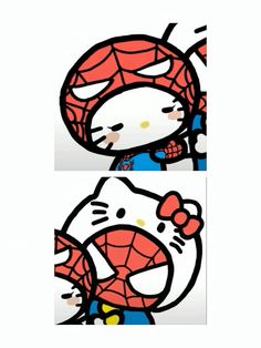 hello kitty with spider - man on it's face