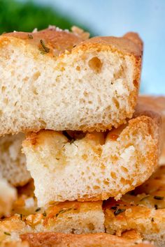 several pieces of bread stacked on top of each other