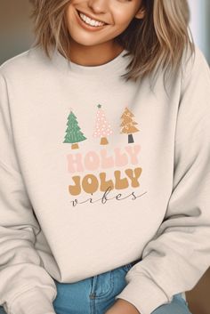 Holly Jolly Vibes Christmas Sweatshirt, Christmas Shirt, Christmas TShirt, Cute Christmas, Christmas Gift, Holiday Sweater, Merry Christmas Holly Jolly Vibes, Holly Jolly, Christmas Gift