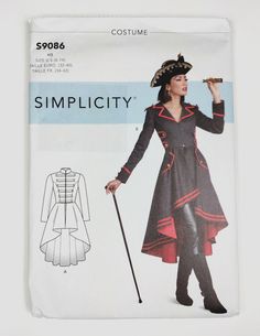 a women's coat and dress sewing pattern from the 1970s, with an image of a woman in pirate costume